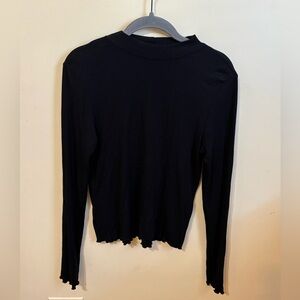 American Eagle Soft & Sexy Black Ribbed Mock Neck Long Sleeve Size Medium